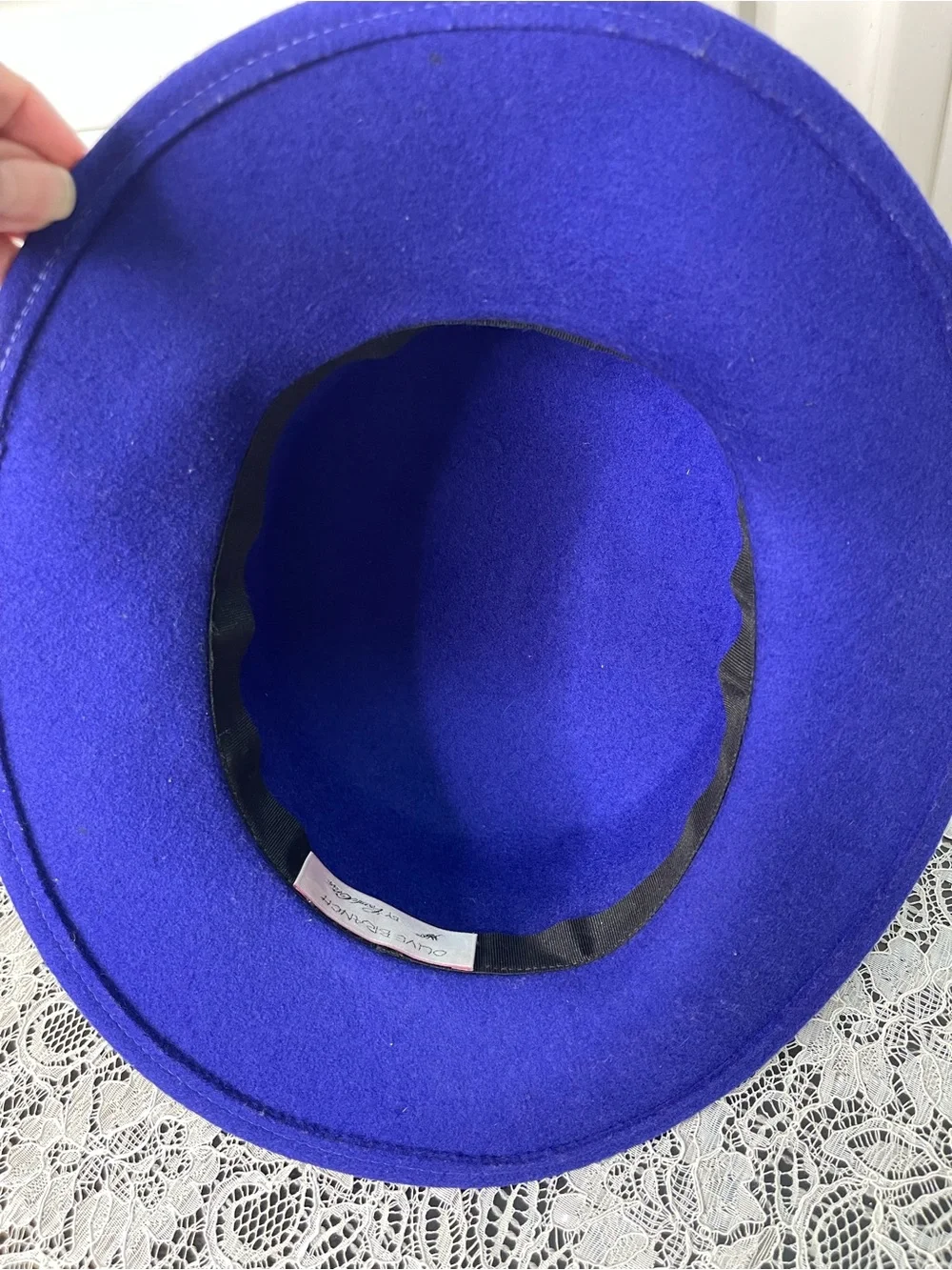 Olive Branch by Nicole Rose Royal Blue Wool Felt Bow Hat OS